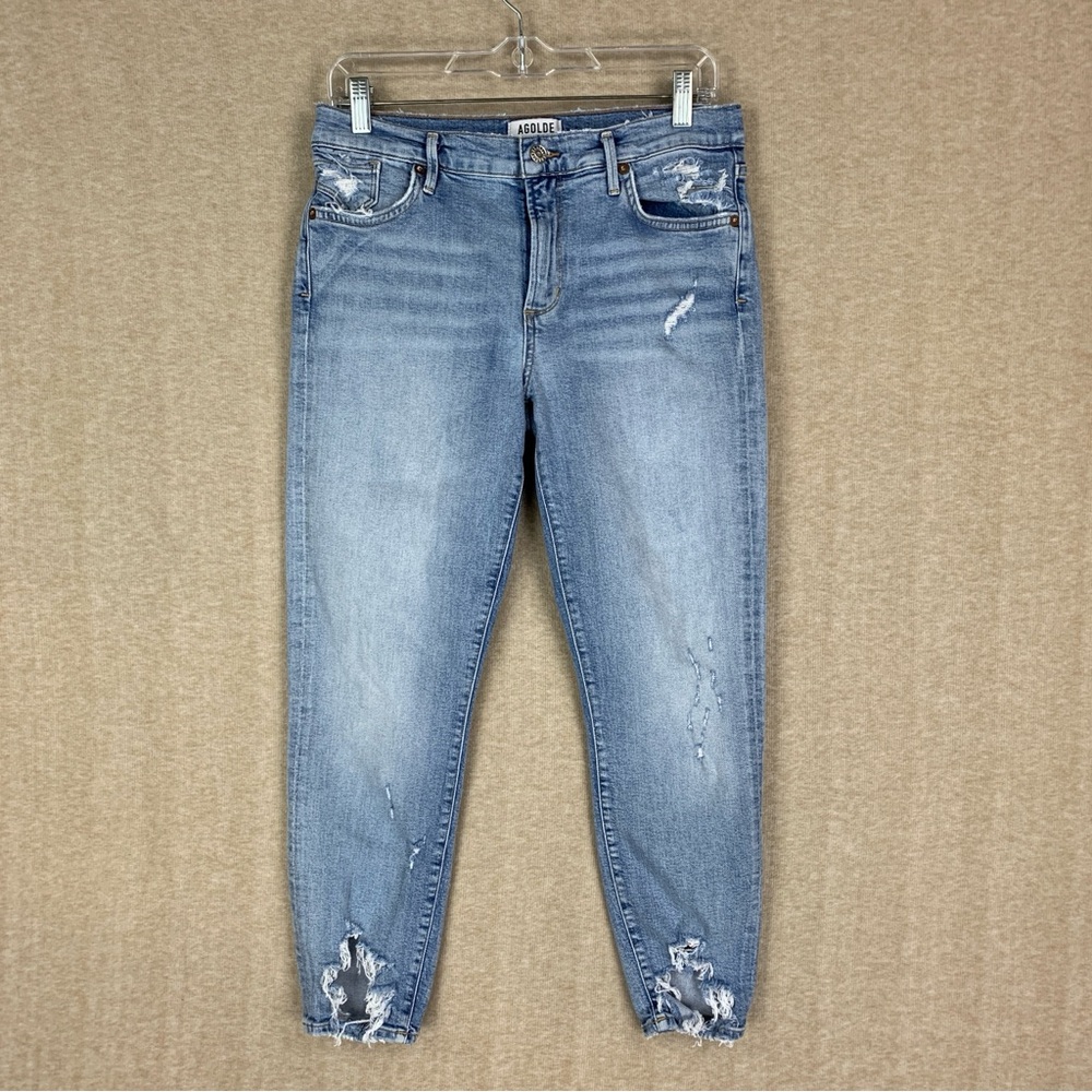 AGOLDE Sophie Ankle Crop Jeans Size 29 Womens Blue Skinny Denim Raw Hem